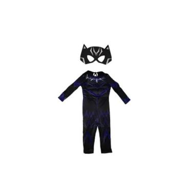 Imagem de Fantasia Infantil Pantera Negra Longo Com Enchimento e Máscara E.V.A. 