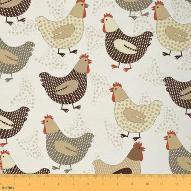 Imagem de Tecido de galinha de desenho animado da The Yard Tecido decorativo de animais selvagens fofos para crianças amantes de costura Tecido rústico estilo casa de fazenda para estofamento DIY e detalhes em