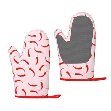 Imagem de Luvas de forno de pimenta quente resistentes ao calor luvas de cozinha coloridas luvas quentes almofadas fofas coisas de padeiro chef cozinhar presentes para mulheres padeiros dia das mães