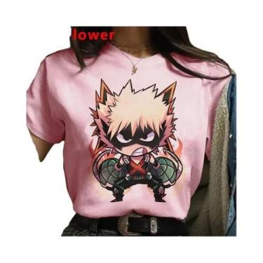 Imagem de Camiseta Feminina Branca My Hero Academia Bakugou Harajuku Kawaii Top 