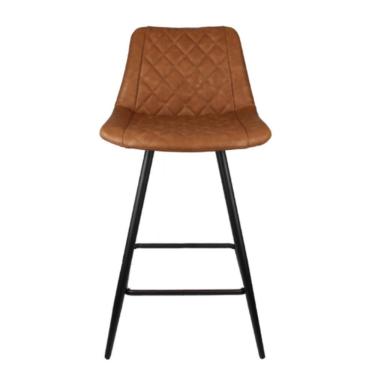 Imagem de Banqueta Petrópolis Baixa Rivatti Revestimento Em Poliuretano (pu) Marrom Base Em Aço Pintada A Pó