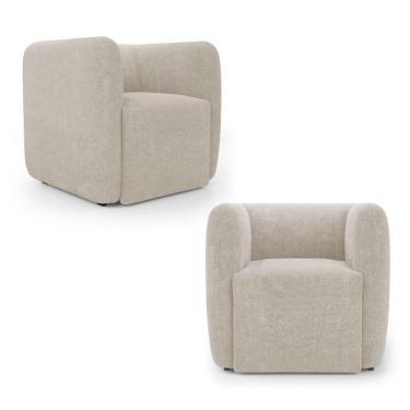 Imagem de Kit 02 Poltronas Decorativas Living Maya Bouclé Bege - Desk Design