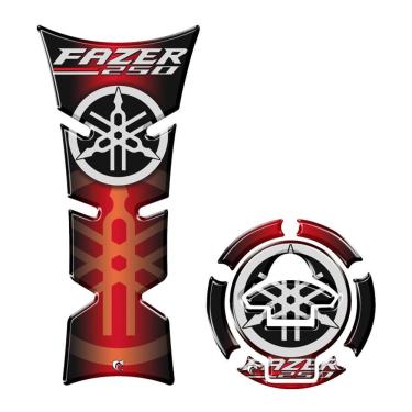 Imagem de Kit Adesivo Protetor Tanque E Bocal Moto Yamaha Fazer 250 Vermelho Vermelho
