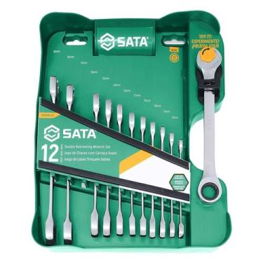 Imagem de Jogo De Chave Combinada Speedy Com Catraca 8 A 19mm 12 Peças Sata ST09