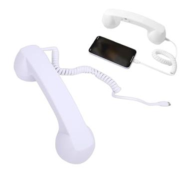Imagem de VBESTLIFE Aparelho de Telefone retrô, Tipo C, Telefone retrô Com Fio, Estilo Receptor de Cabo Fixo para Celular, Videoconferências, Chamadas, Reuniões (WHITE)