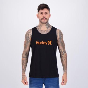 Imagem de Regata Hurley Silk O&ampO Solid Preta e Laranja, M