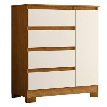 Imagem de Cômoda Sapateira Olímpia 1 Porta E 4 Gavetas Cinamomo-off White - Móveis Albatroz