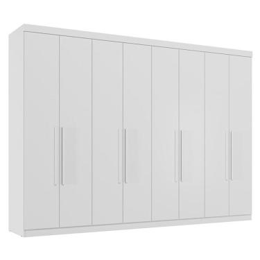 Imagem de Guarda Roupa Casal 8 Portas 4 Gavetas Master New Branco Brilho - Santos Andirá