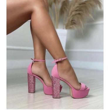 Imagem de Sandalia Meia Pata Salto 12cm preto/rosa/branco - CLARA LIMA SHOES, Su