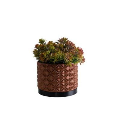 Imagem de Cachepot Floral M - Realce - Galanta, Cobre/Preto