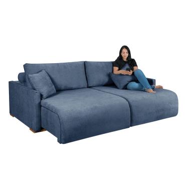 Imagem de Sofá Cama Living Retrátil Milão Com Almofadas Soltas 2,20 em Linho