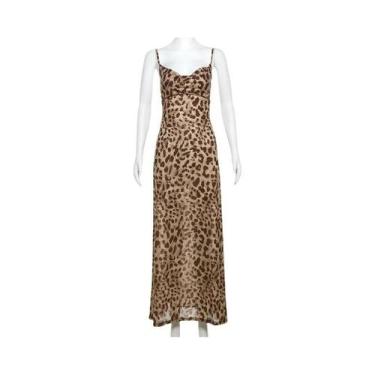 Imagem de Vestido Cami Sem Mangas Com Estampa De Leopardo Vintage Para Mulheres,