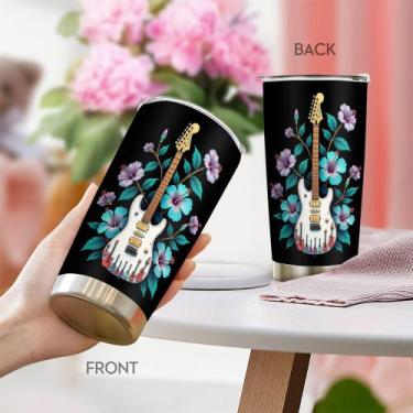 Imagem de Caneca de café Tumbler Oasisdream 600ml com estampa de guitarra