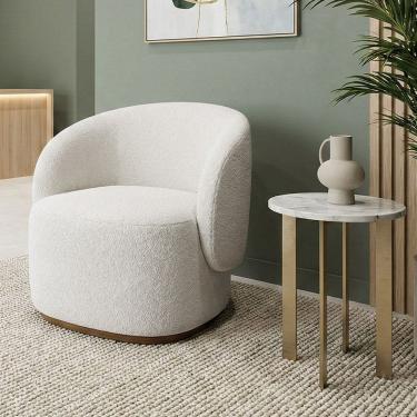Imagem de Poltrona Orgânica Premium para Recepção e Clínica em Bouclê Italiano Off White Design Moderno