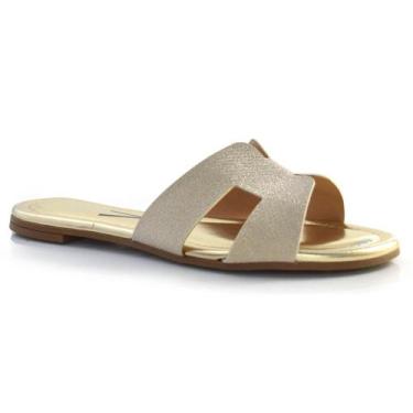 Imagem de Sandália Rasteira Feminina Vizzano 6371.167.26565, Dourado, 36