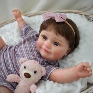 Imagem de Bebê Reborn Boneca Realista Brastoy 48cm Boneca de Silicone Kit Conjun