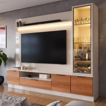 Imagem de Estante Home Noble 270cm Para TV Até 75 Com Cristaleira LED e Porta Re