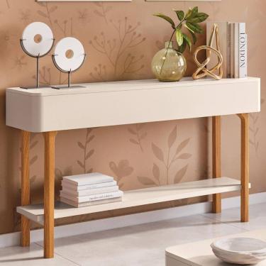 Imagem de Aparador Sala De Estar 136cm Com Prateleira Janis Off White H01 - Mpozenato