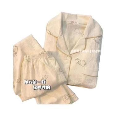 Imagem de Conjunto De Pijamas Com Estampa De Cerejas Para Mulheres, Moda Coreana