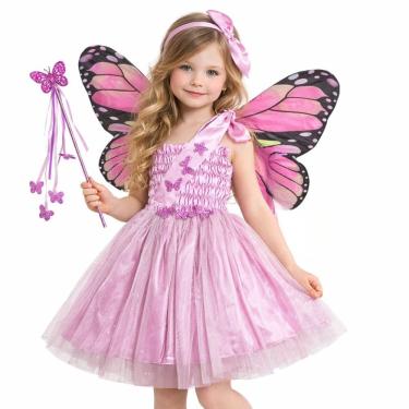 Imagem de Conjunto Infantil Fantasia Menina Fada Festa Kit Com 3 Peça