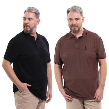 Imagem de Kit 2 Camisa Polo Masculina Plus Size Piquet Viscose Dry