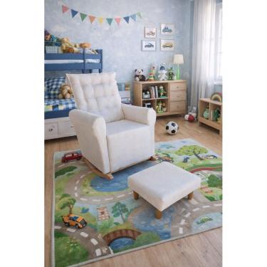 Imagem de Poltrona Amamentação Bianca De Balanço Bege Claro Boucle 