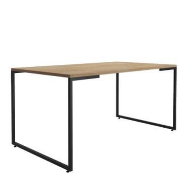 Imagem de Mesa de Jantar 6 Lugares Retangular Industrial 160cm Porto Natural/Pre