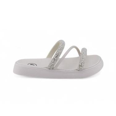 Imagem de Chinelo Papete Infantil Molekinha Menina 2358.103 Strass, 35, Branco o