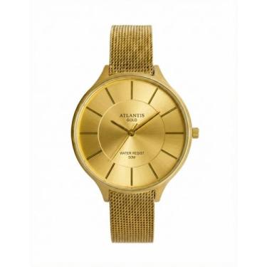 Imagem de Relógio Feminino Atlantis Gold Aço Inoxidável Dourado Resistente à Águ
