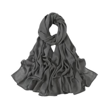 Imagem de Lenço Hijab De Algodão E Rayon Tamanho Grande, Cor Sólida, Para Mulher