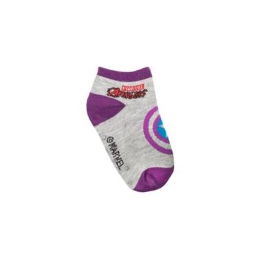 Imagem de Meia Bk2 Infantil Avengers 81210 Cinza/Lilas, 31/35, Cinza, Lilás