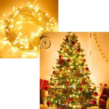 Imagem de Cordão Pisca 100 Lâmpadas LED Amarelo Fio Branco De 220v 10M - Gici Im