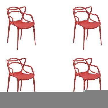 Imagem de Kit 4 Cadeiras Decorativas Feliti Pp Plástico Vermelho Gran Belo
