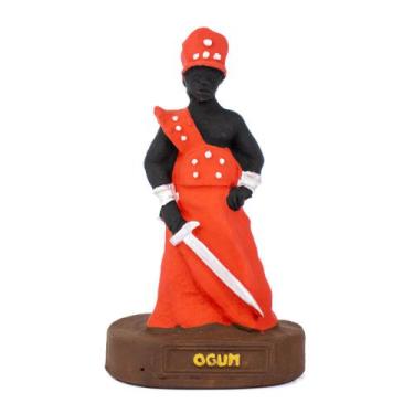 Imagem de Escultura Orixa Ogum Vermelho 10 cm em Resina - Lua Mística - 100% Ori