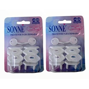 Imagem de Sonne Protetor De Tomada Kit Com 16 Protetores E 4 Chaves Reserva Branco