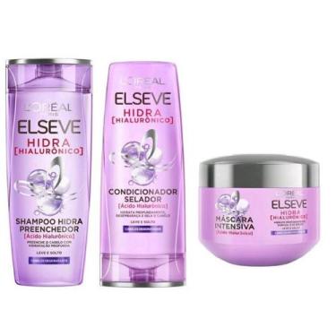 Imagem de Kit Elseve Hidra Hialuronico Shampoo+Condicionador+ Mascara L'oréal Pa