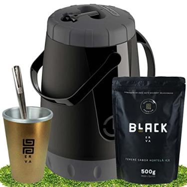 Imagem de Kit Tereré Black Erva Garrafa 2,5L Cuia E Erva Hortelã Ice