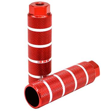 Imagem de Pegadores de bicicleta Outlettny, 2 peças de liga de alumínio, antiderrapante, pé de chumbo BMX Pegs traseiros, eixos de 0,95 cm, Vermelho