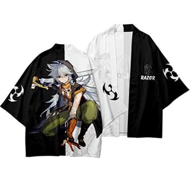 Imagem de Genshin Impact Zhongli Qiqi Klee Jaqueta Cardigan Costume Cosplay Tops Xale Manga 3/4 Manto