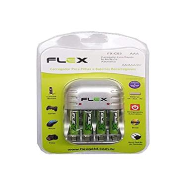 Imagem de Carregador De Pilhas, Flex, Bivolt, Para 4 Pilhas, 1100 mAh, Branco