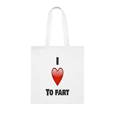 Imagem de Sacola I Love To Fart, presente divertido, bolsa de ombro, bolsas reutilizáveis, cesta de Natal de aniversário, ideia de presente, Branco