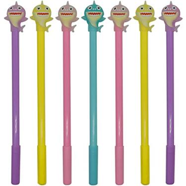 Imagem de Maydahui Caneta de gel de tubarão de desenho animado 12 peças canetas de golfinho fofas tinta preta para estudantes artigos de papelaria material escolar