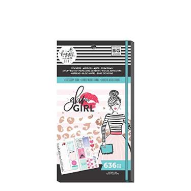 Imagem de me & my BIG ideas Pacote de livros de acessórios - Suprimentos para scrapbook The Happy Planner - Tema Glam Girl - 4 blocos de notas adesivas e 1 anúncio - Adesivos multicoloridos e dourados - 20 folhas, 636 adesivos no total