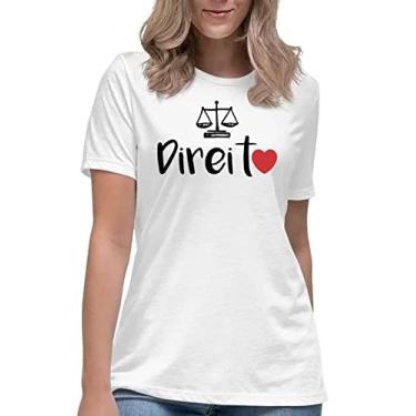 Imagem de Camiseta love direito curso faculdade universitária advogada Cor:Branco;Tamanho:P