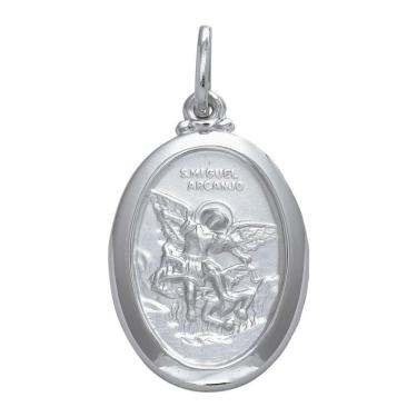 Imagem de Pingente Aço São Miguel Arcanjo Oval 23x16mm