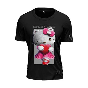 Imagem de Camiseta Hello Kitty Shap Life Cute Fofo 100% Algodão Cor:Preto;Tamanho:P