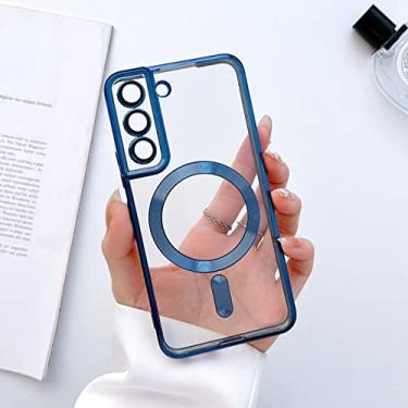 Imagem de Capa de carregamento sem fio para Samsung Galaxy S22 S21 Ultra Plus S 21 22 5G 4G Capas Completas de Silicone Transparente Macio, Azul Profundo, Para Samsung S21