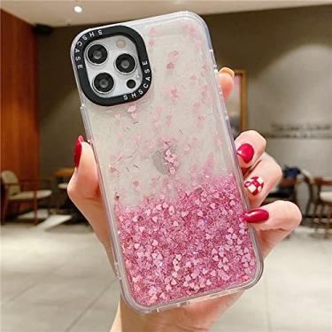 Imagem de Capas para iPhone 14 13 12 11 Pro Max Mini X XS XR 7 8 14 Plus capa de telefone com glitter e amor, rosa, para iPhone 8