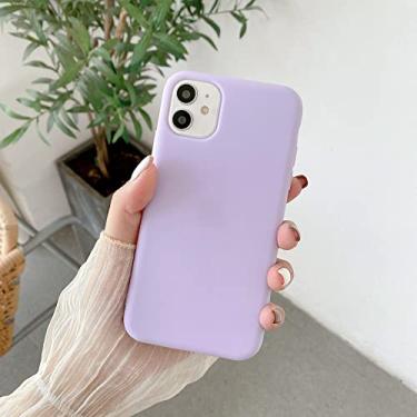 Imagem de Para iPhone 14 13 12 11 Pro Max Mini X XS XR 7 8 14 Plus capas capa de silicone de cor sólida líquida, roxa, para iPhone XR