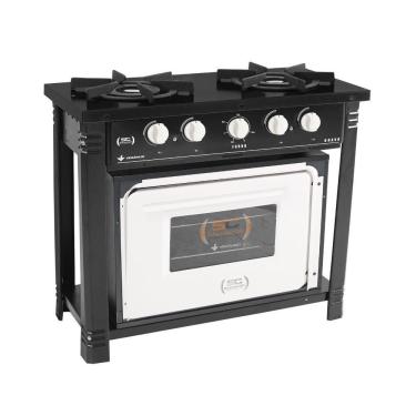 Imagem de Fogão Industrial Preto com Forno Branco 2 Bocas Duplas Bravo BR2BF - Venâncio